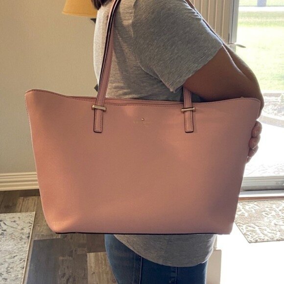 Kate Spade NY Harmony Pink Leather Shoulder Bag Tote Purse Large